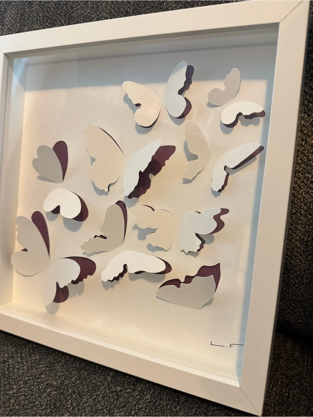 3D Butterfly Wall Art Shadow Box by Lola Fraser Purple & White IKEA OLUNDA